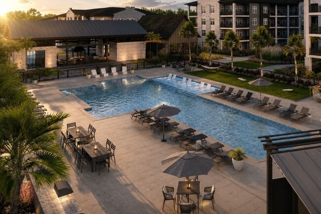 Where lounge chairs line the water, hammocks sway in the breeze, and games spark easy laughs — this is poolside, the Brooking Square way.