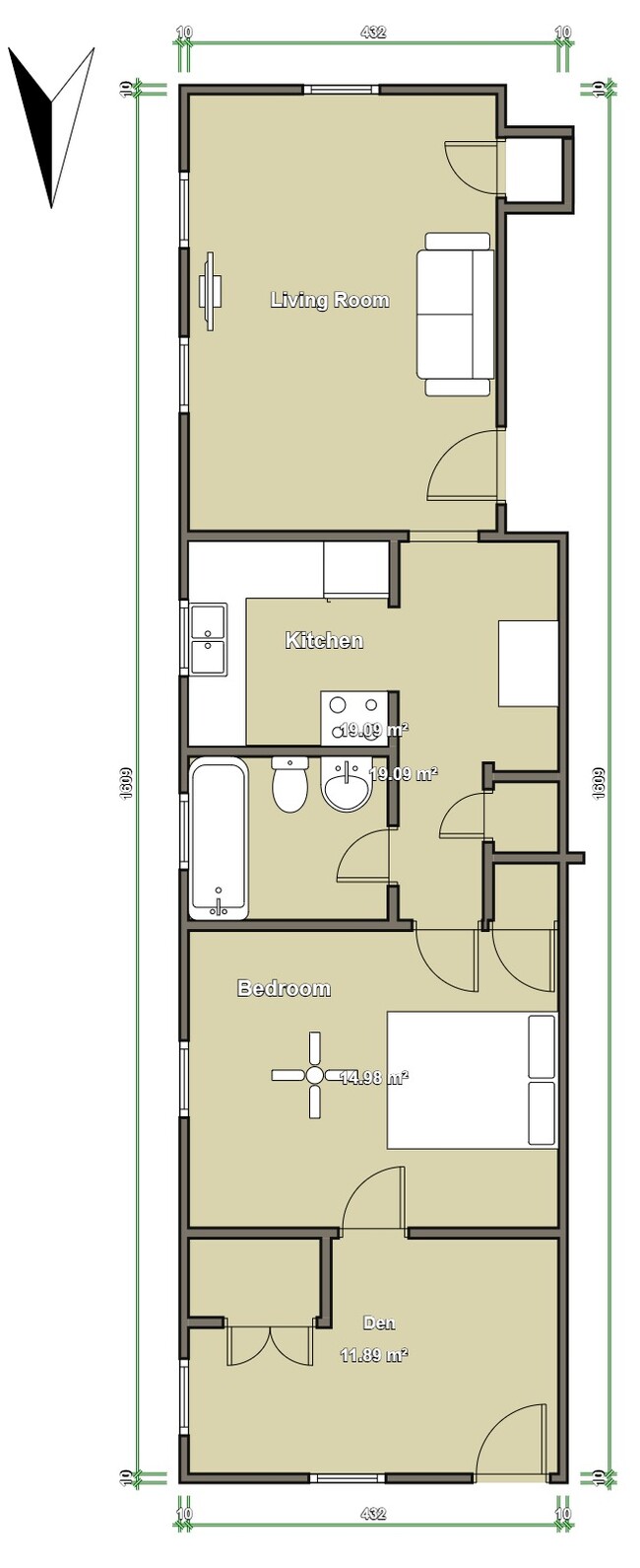 Floorplan - 104 Stewart Ave Apartamentos Unidad 3