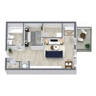 Willow — 538 sq ft of efficient, open-concept studio living.
