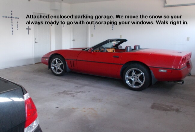 Enclosed heated parking.