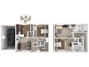 Experience urban living with this stylish duplex layout, featuring two bedrooms and a seamless living area.