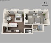 One Bed One Bath 630 sqft