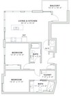 1,005 square foot two bedroom, two bath apartment home