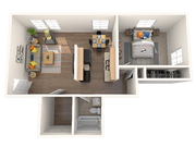 One Bedroom One Bath 670 SF
