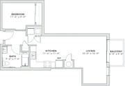 662 square foot one bedroom, one bath apartment home