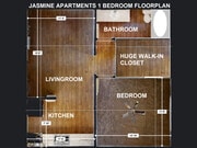 Yuba City Apartments - Jasmine Apartments Yuba City 1 Bedroom Floorplan