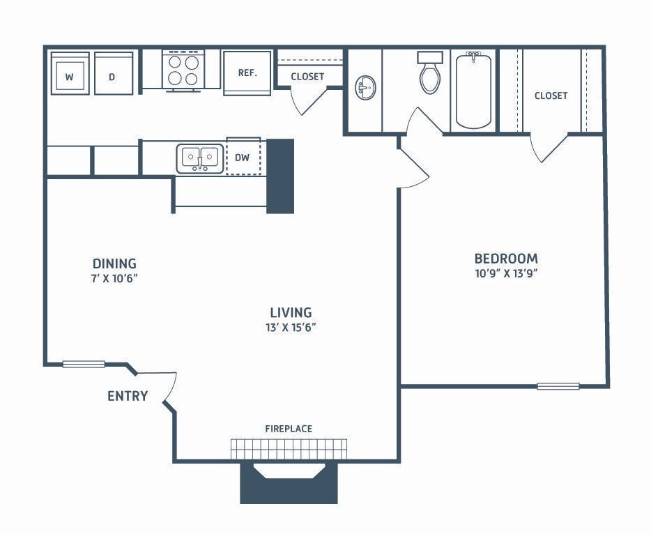 Floor Plan - One Bedroom One Bathroom Class