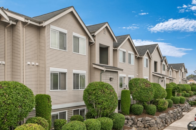 Beautifully maintained apartment exteriors with modern design and lush landscaping.