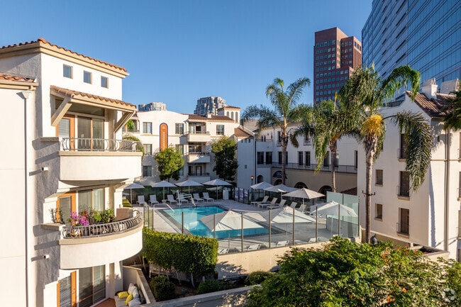 Aerial Photo with Pool View - The Glendon Apartments in Westwood