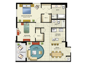 Versailles, Model E | 2 Bedrooms, 2 Bath