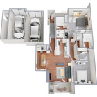 Two bedroom, two and a half bath, 1,327 square foot apartment home