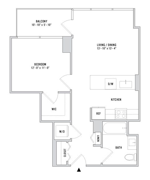 One Bedroom A02.1 - 686 Sq. Ft. - Floors 3-4 - A-02.1