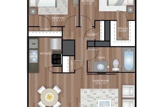 2 B | 1 Ba 848 sqft.