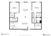 2BR, 2BA - 1,100SF
