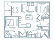 Two Bedroom Two Bath (1087 SF)