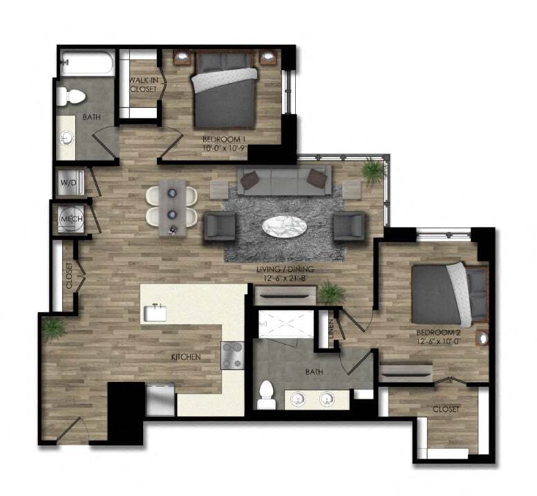 Floor Plan - 2 Bed/2 Bath-31W