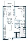 One Bedroom One Bath (694 SF)