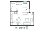 1 Bed 1 Bath Suite