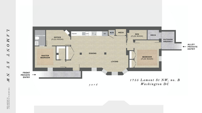 Un plano de planta versátil. - 1755 Lamont St NW Casa Adosada