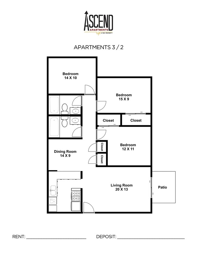 3 Bedroom 2 Bath Ascend Moore Ok - Ascend Apartments