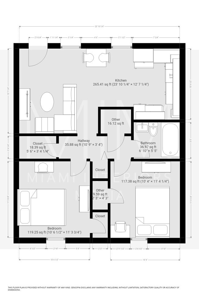 Floorplan 2 bed / 1 bath - Kissimmee Apartments
