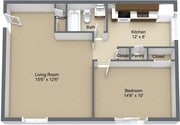 1BR, 1BA - 700 SF