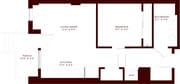 Explore this thoughtfully designed one-bedroom apartment layout with a spacious porch.