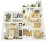 One Bedroom, 1008 sqft, Screened-in Patio/Balcony, Laundry Room with Full-Size Washer/Dryer, Walk-in Closet, Linen Closet, Vaulted Ceilings in Third Floor Homes Only