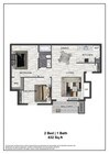B1- 2 bed 1 bath 832 sq ft