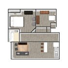 Plano de planta 320-2 habitaciones y 1 baño