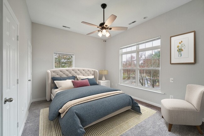 Elevate your lifestyle at Eagle Rock Apartments at Bel Air with this beautifully designed bedroom, featuring spacious layouts and natural light. Enjoy comfort and style in your new home. Schedule your tour today!