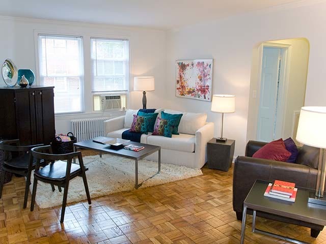 Living area with hard surface flooring