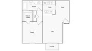 1 BR x 1 BA - B Floorplan