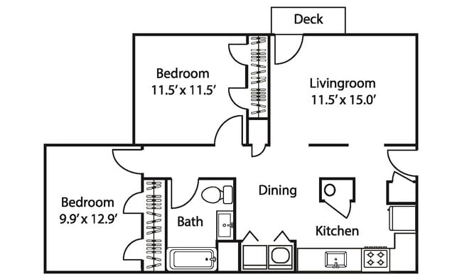 2BR/1BA - Magnolia - 840 sq. ft.