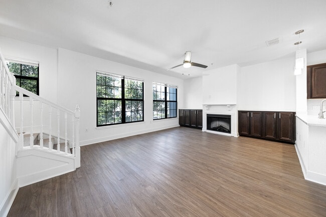 Spacious townhome living rooms that are two stories