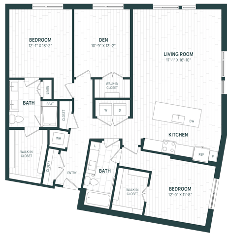 Floor Plan - 2 Bed/2 Bath Den-D01