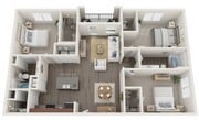 The Carlton - Three Bedrooms Two Bathrooms 1286 sqft with Patio/Balcony
