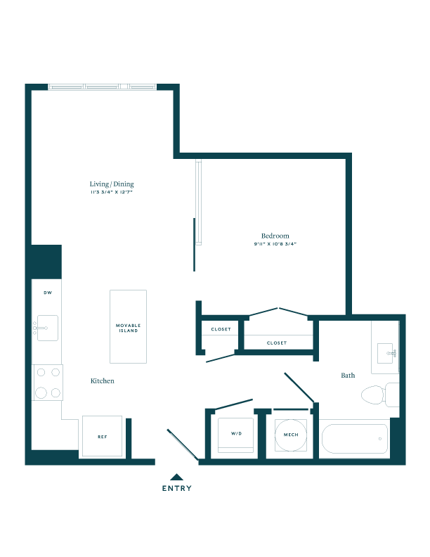 Floor Plan - 1 Bed/1 Bath-A01