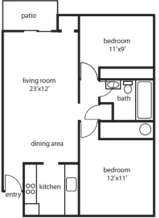 2BR/1BA - 2x1