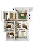 Plano de planta de 3 habitaciones y 2 baños en Landmark at Tanasbourne.