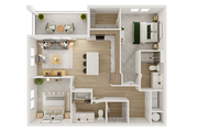 Explore el elegante diseño de nuestro espacioso apartamento de dos habitaciones, que cuenta con comodidades modernas y un encantador balcón.