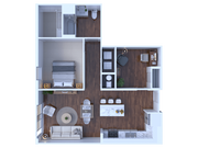 1 bedroom 1 bath D2 868 sqft