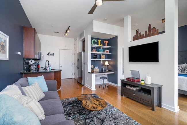 Desk with outlets, USB chargers and Alexa smart speaker. Super fast Fiber Wi-Fi! - 525 E 6th Street Unit #404