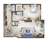 1 bedroom with sunroom