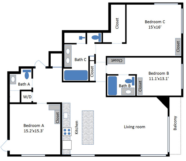 Floor plan - 630 Kelton Ave Condo Unit 201