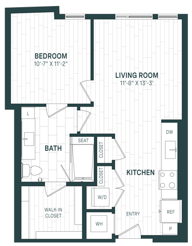 Floor Plan - 1 Bed/1 Bath-A10S