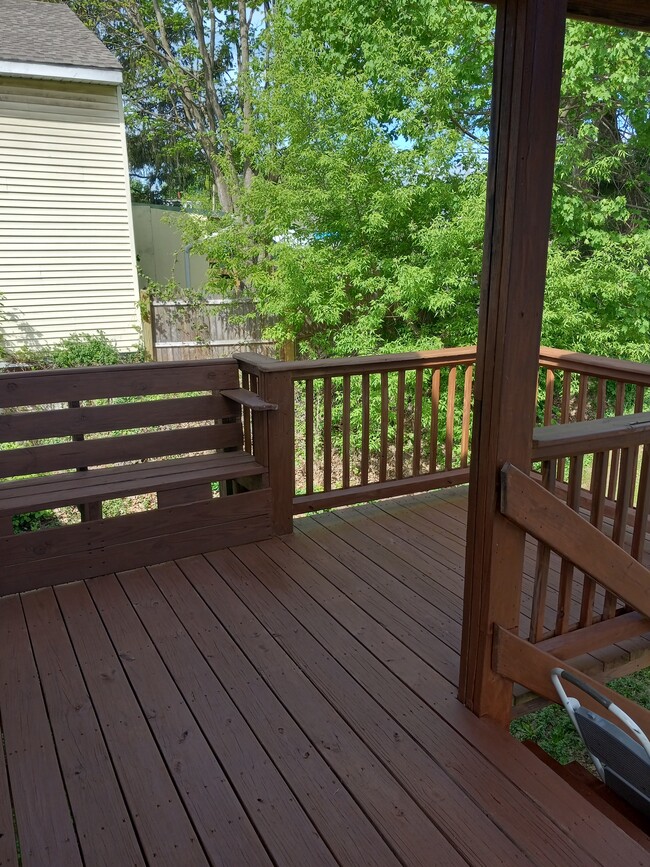 Deck with seating, place to BBQ - 77 Fox St Unit #2 Upstairs  77 Fox