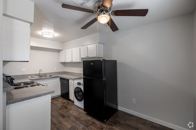 2 BR, 1 BA - 720 SF - Kitchen with Washer and Dryer