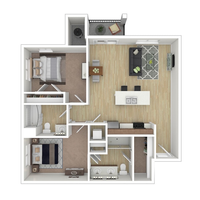 The Turquoise two-bedroom floorplan