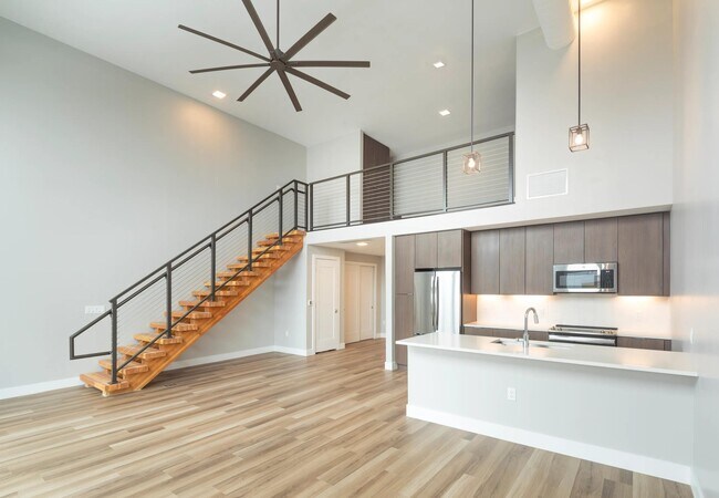 Luxurious open-concept loft floor plan available in select floor plans.